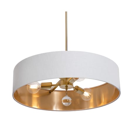 Afx Celine Pendant, 24 in., Satin Brass Finish, White/Gold Shade CLNP24MBSB-WHGD